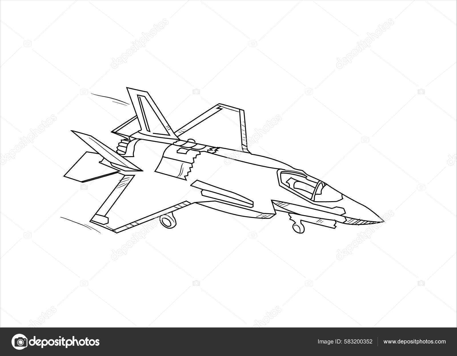 Airplane drawing line art vector illustration coloring book cartoon aeroplane stock vector by ahmedrazu