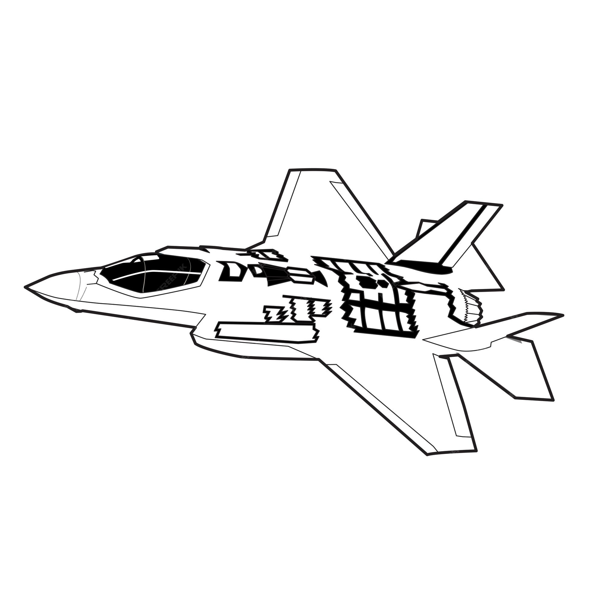 Premium vector f stealth jet fighter black and white vector design