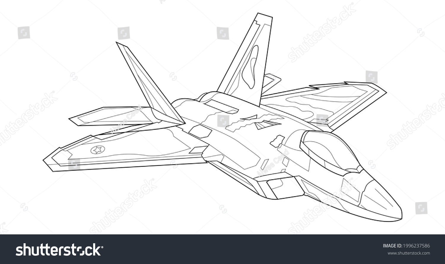 Adult military aircraft coloring page book stock vector royalty free