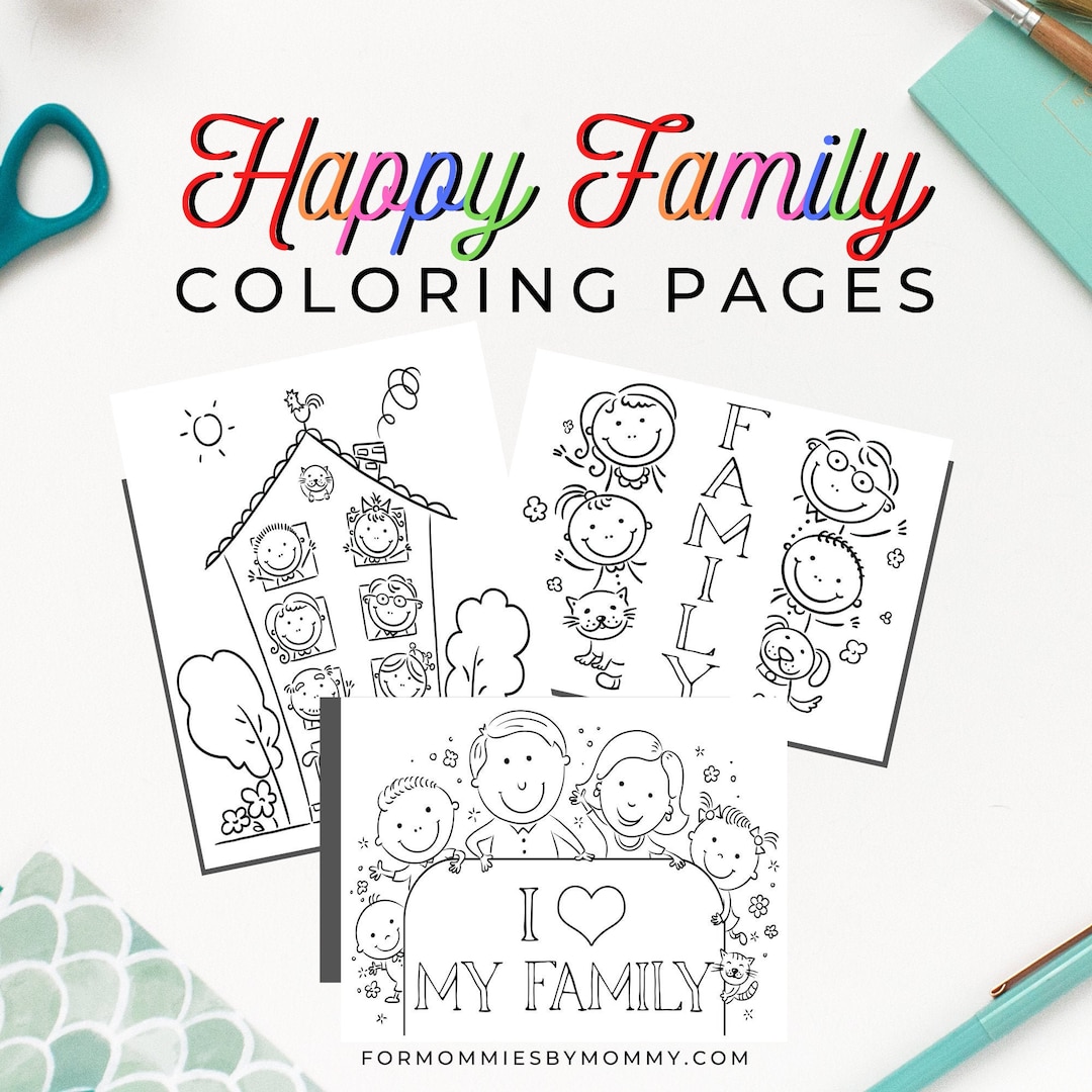 Printable happy family coloring pages for kids