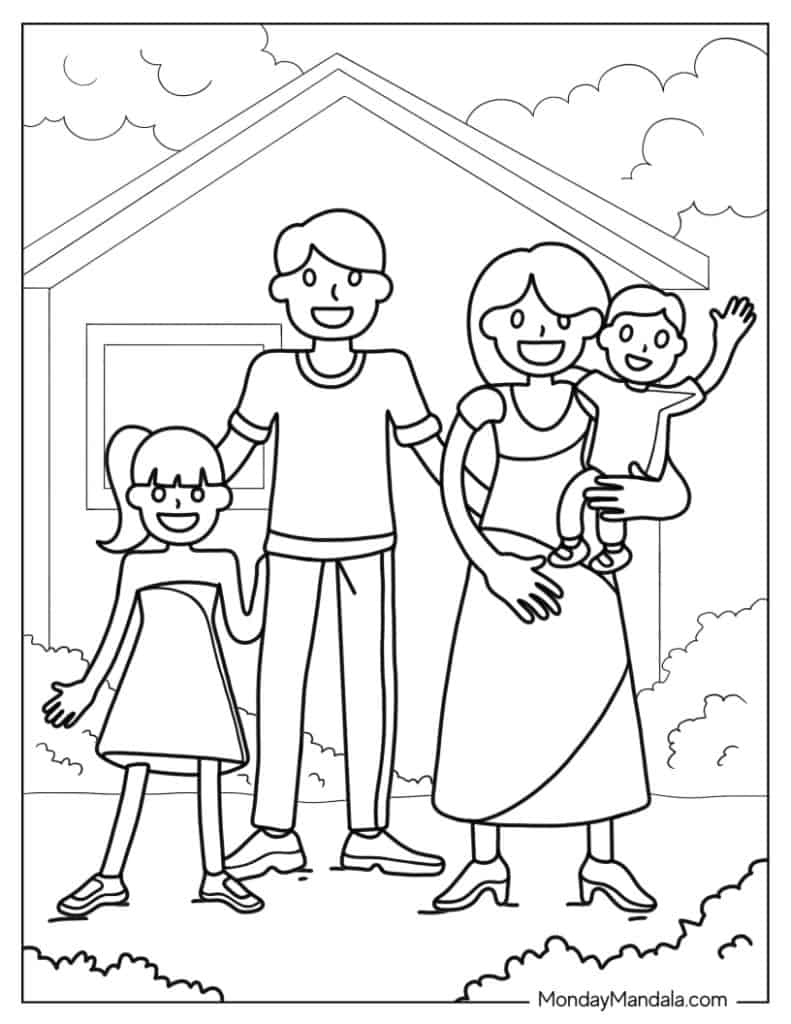 Family coloring pages free pdf printables