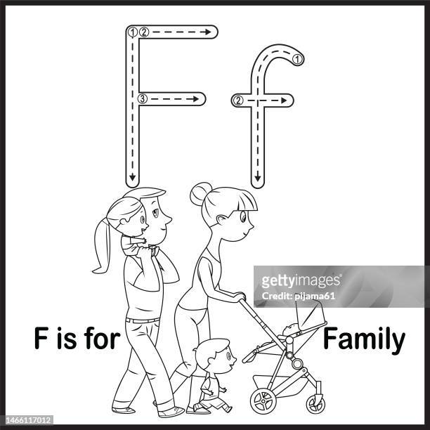 Flashcard letter f is for family vector illustration stockillustraties