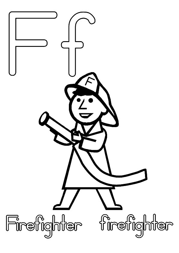 Coloring fire truck coloring page firefighter letter f fire safety prchool