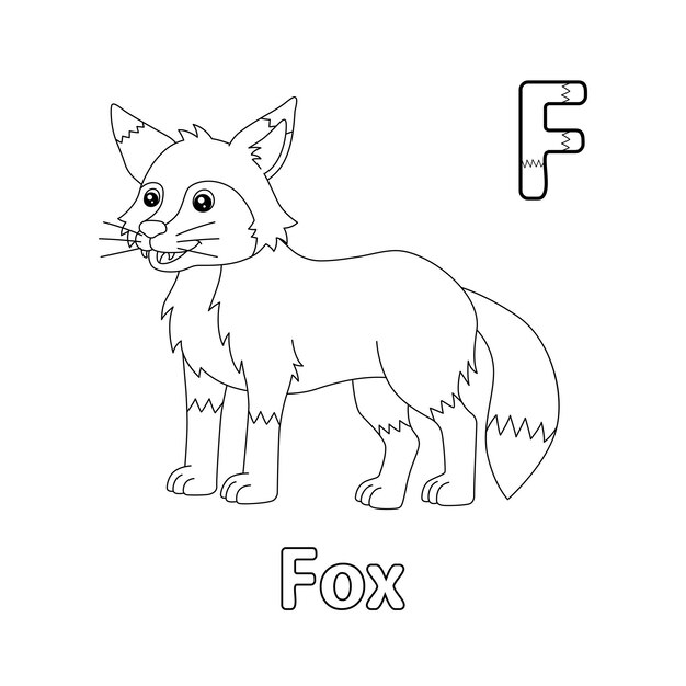 Premium vector fox alphabet abc coloring page f