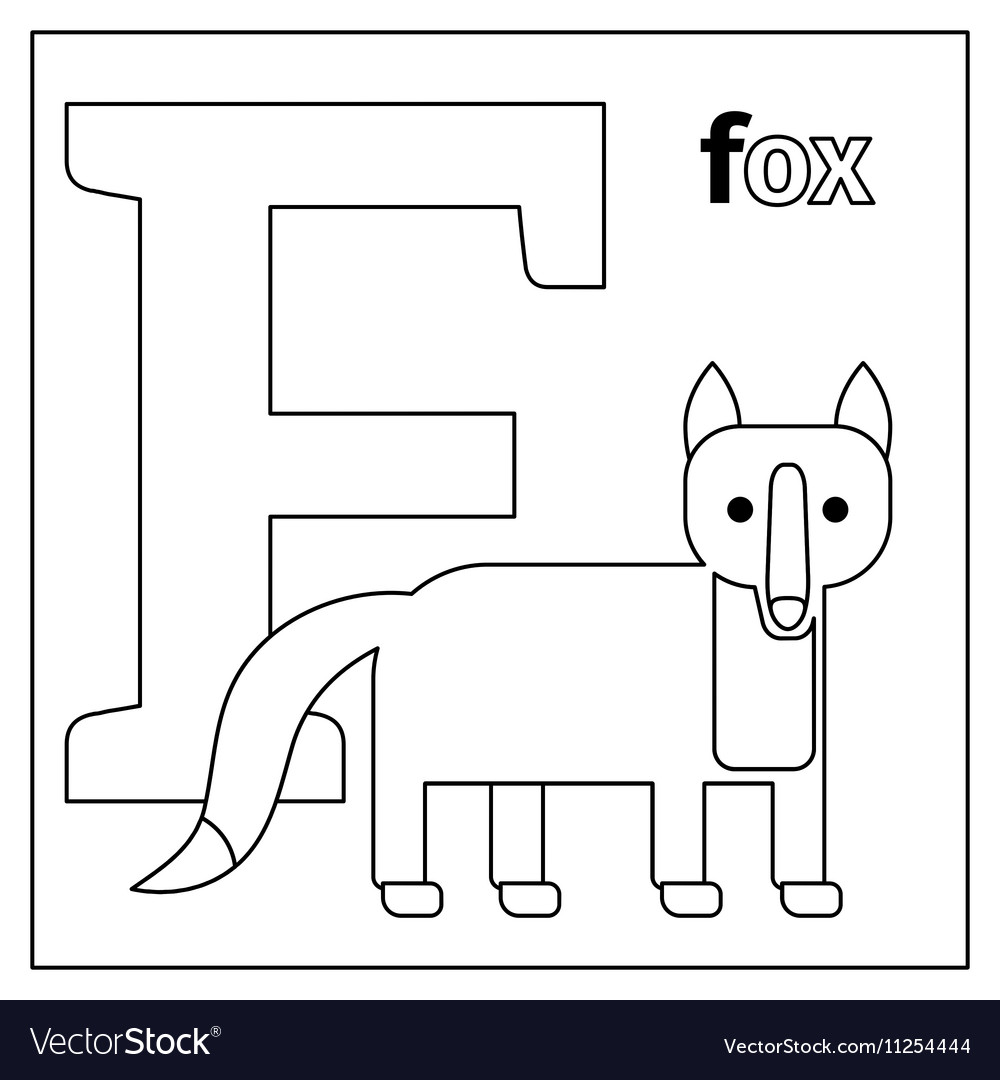 Fox letter f coloring page royalty free vector image
