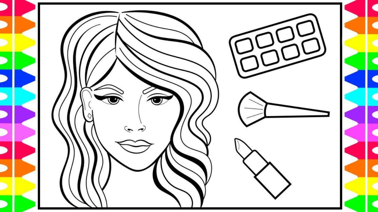 How to draw a face with akeup ððð face with akeup drawing and coloring page