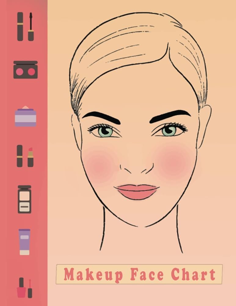 Makeup face charts large page size with opens and closed eye faces blank makeup face chart worksheets for makeup artistsmakeup lovers and makeup coloring book for girls chart ibatia