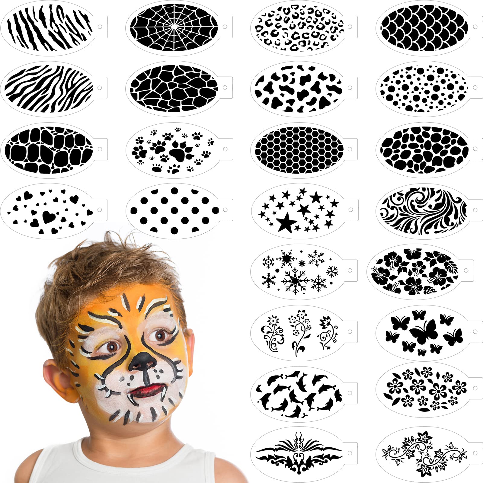 Pieces face paint stencils face body painting stencils tattoo painting templates face tracing stencils for