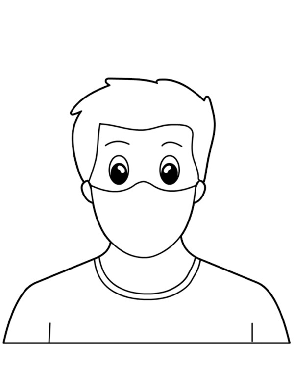 Boy using face mask coloring page