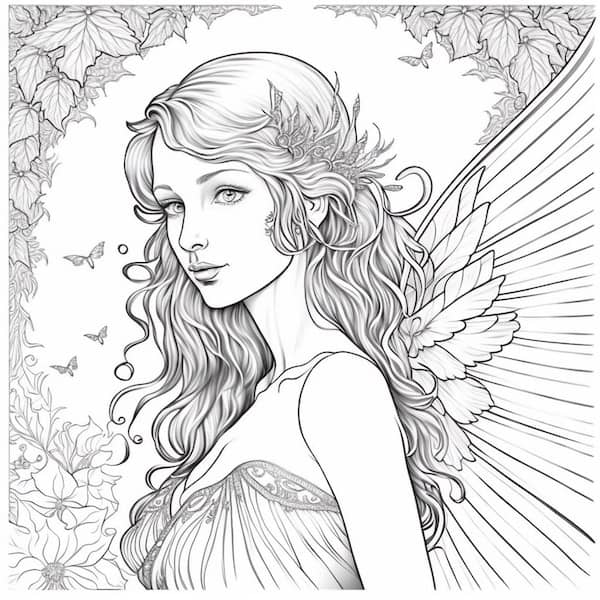 Fascinating fairy coloring pages for adults