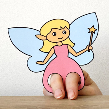 Fairy finger puppet printable fairytale coloring paper craft activity play
