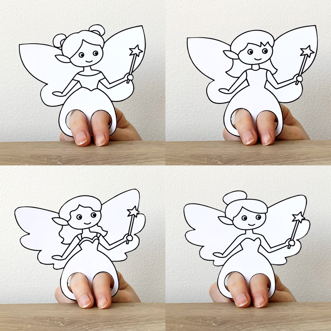 Fairy finger puppets printable fairytale coloring paper craft activity play made by teachers