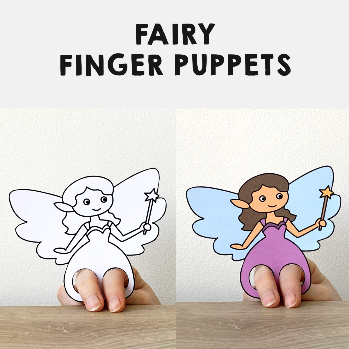 Fairy finger puppet printable fairytale coloring paper craft activity play made by teachers