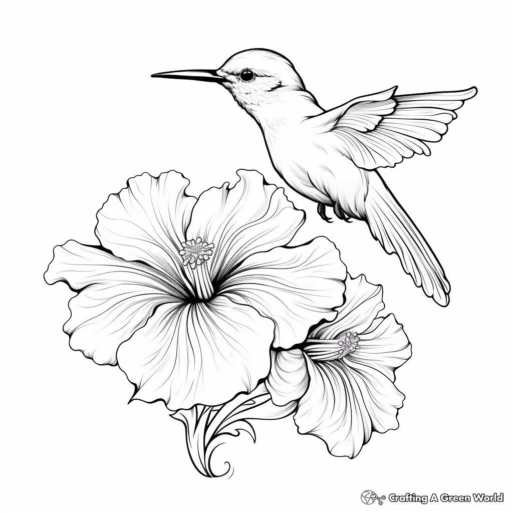 Bird and flower coloring pages