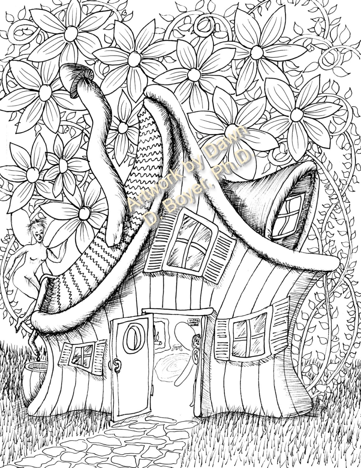Fairy houses and fairy doors vol and individual coloring pages from print books drawings per set