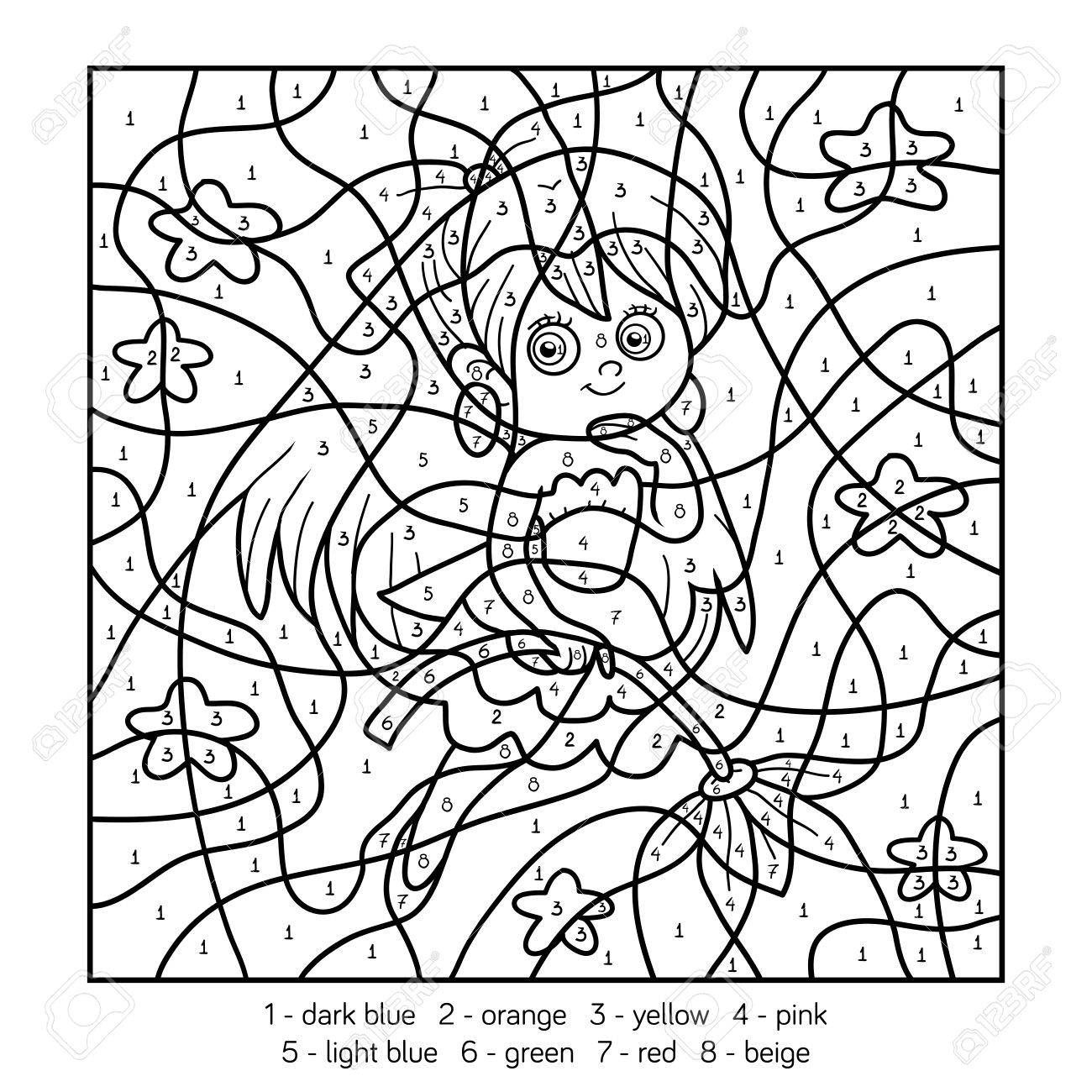 Color by number education game for children fairy girl royalty free svg cliparts vectors and stock illustration image
