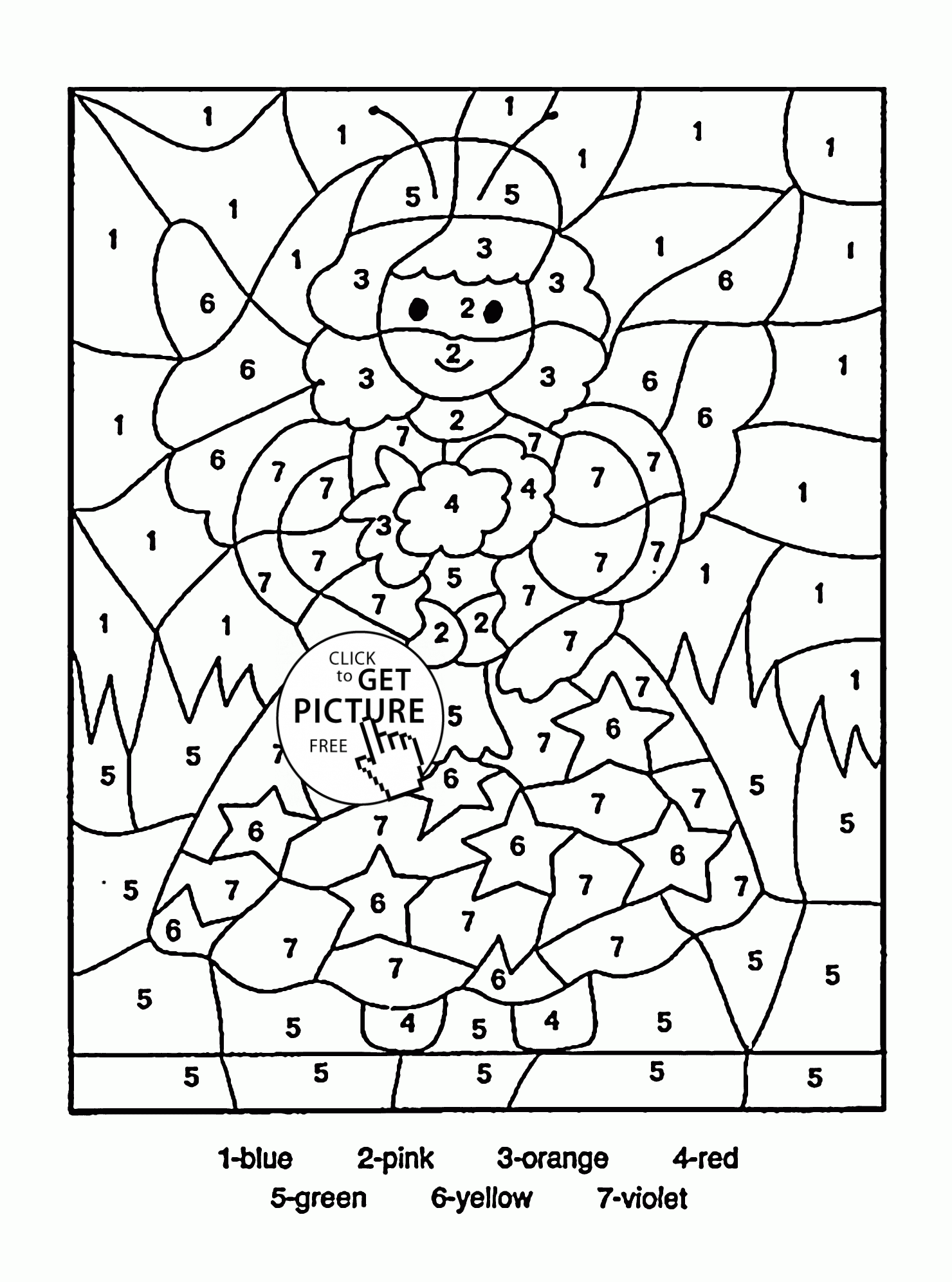 Color by number little fairy coloring page for kids education coloring pages printables free