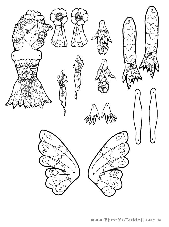 Lilah fairy puppet coloring page paper dolls paper puppets vintage paper dolls