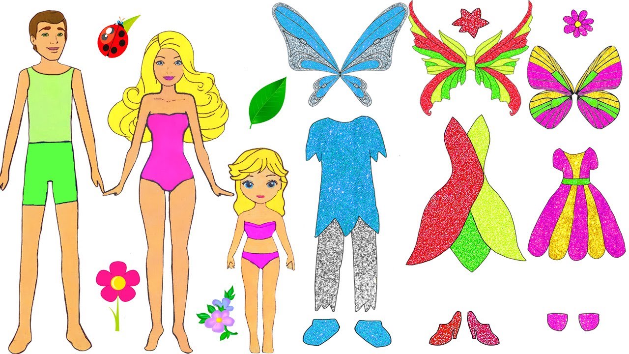 Faily dress up dresses for fairy paper dolls costues accessories papercrafts