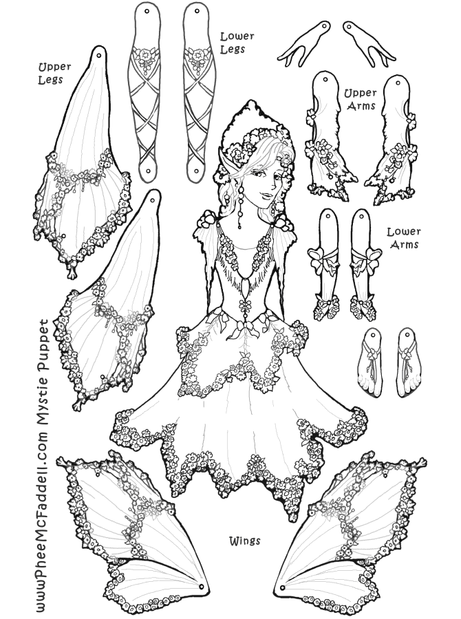Mystie fairy puppet coloring page fairy coloring pages fairy coloring paper dolls