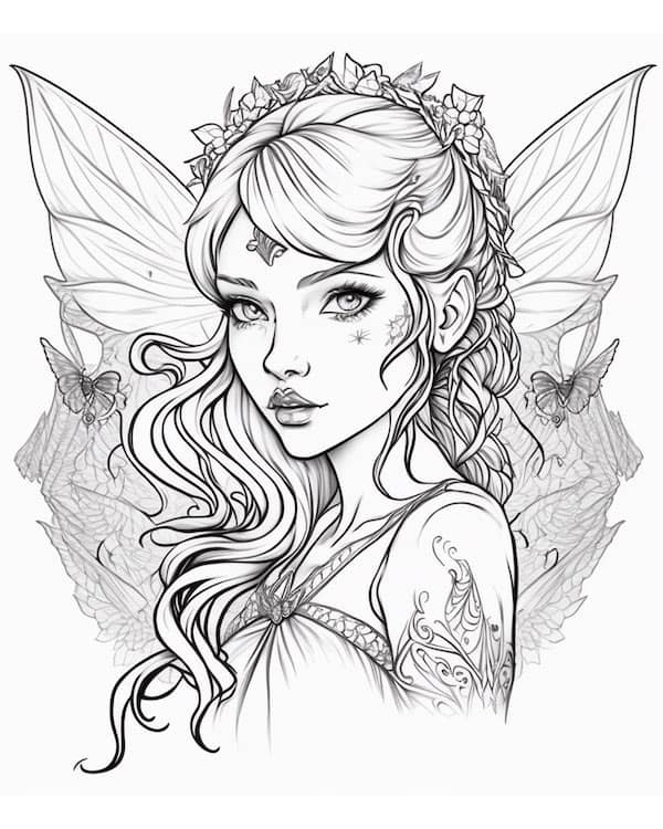 Fascinating fairy coloring pages for adults