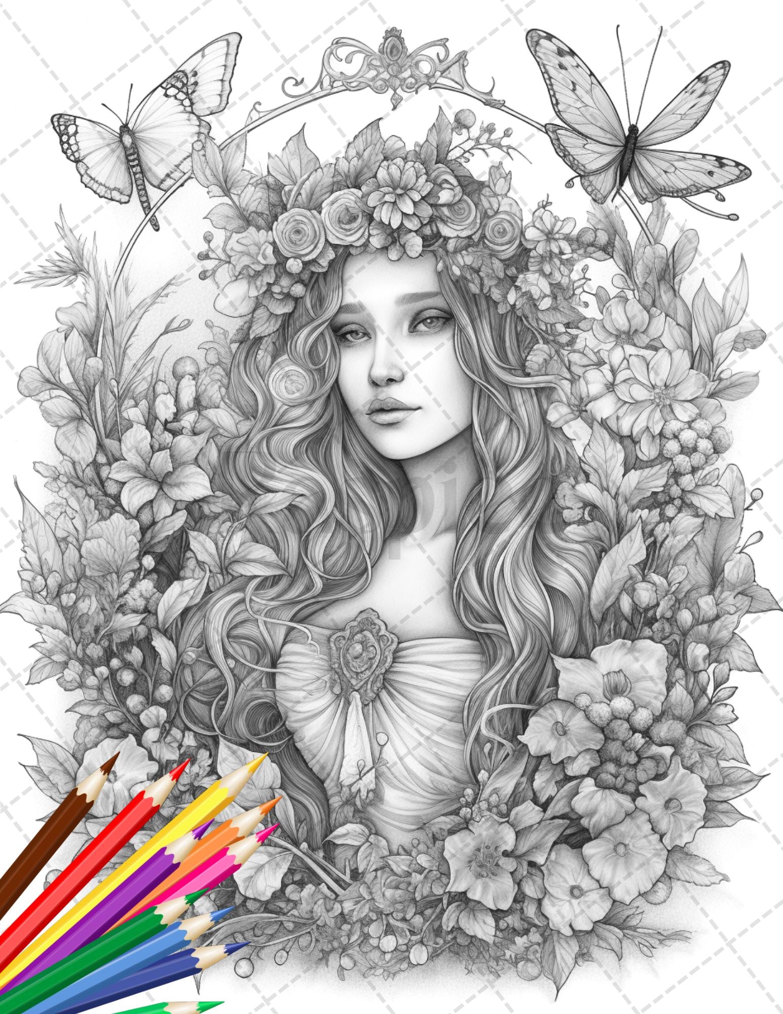 Beautiful fairies coloring page book for adults flower fairy grays â coloring