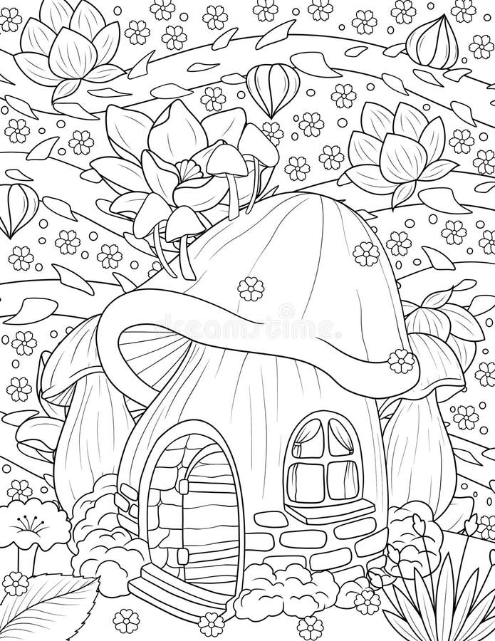 Fairy house coloring page stock illustrations â fairy house coloring page stock illustrations vectors clipart