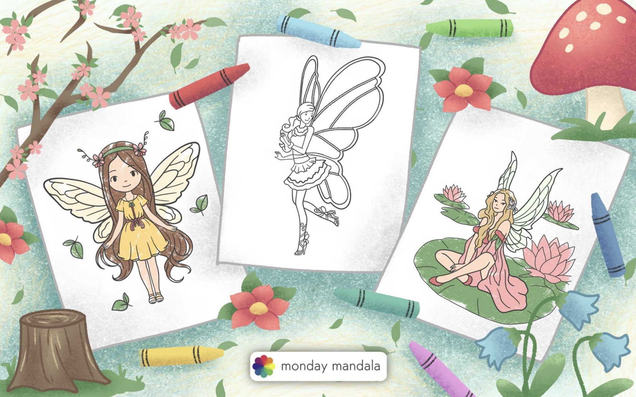 Fairy coloring pages free pdf printables
