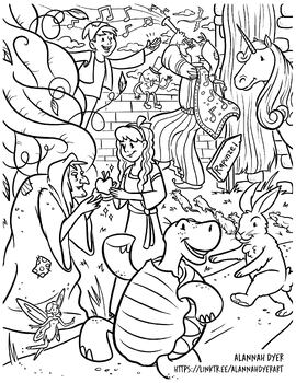 Fairytale coloring page coloring pages story books activity fun classic