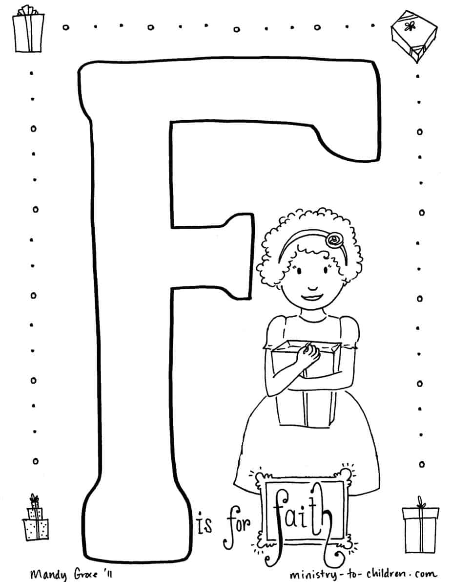 F is for faith coloring page