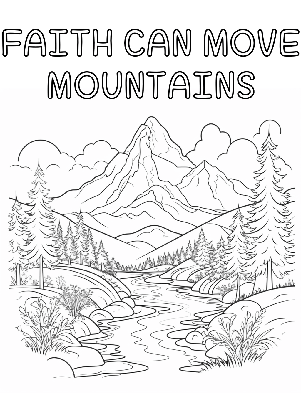Faith can move mountains coloring page