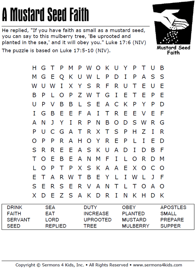 Mustard seed faith childrens sermons from sermon
