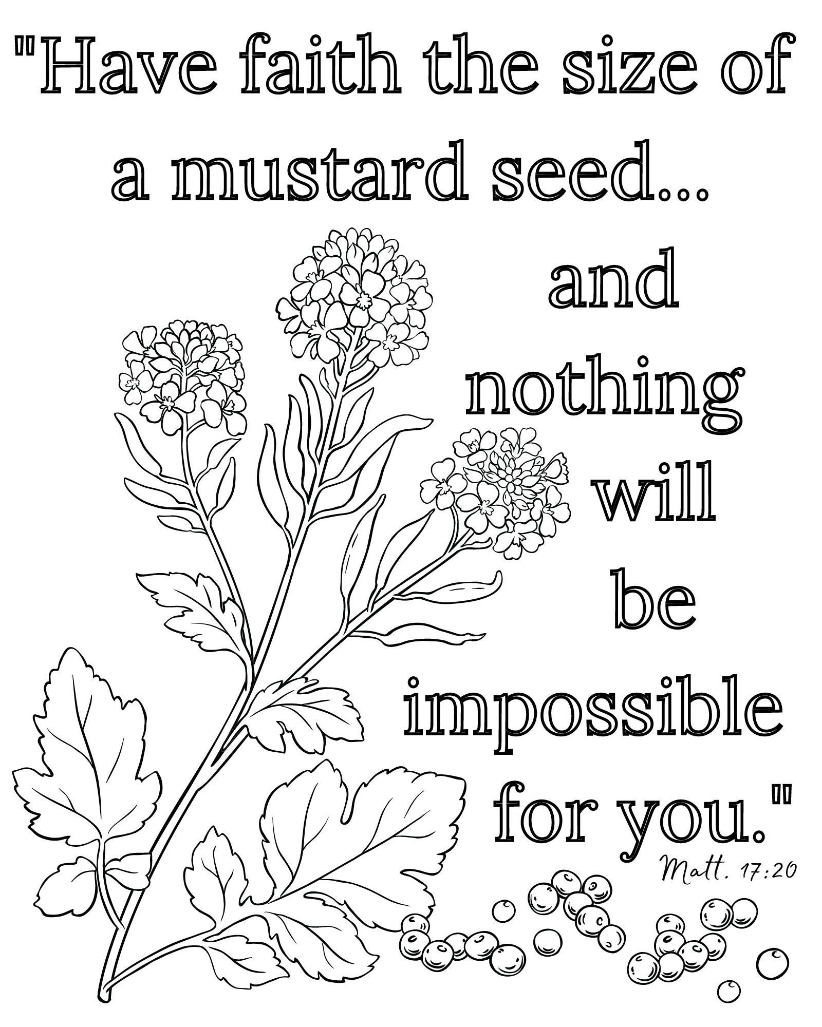 Matt faith like a mustard seed coloring page printable