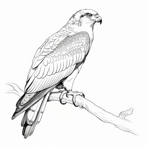 Premium ai image realistic falcon coloring book detailed illustrations for children