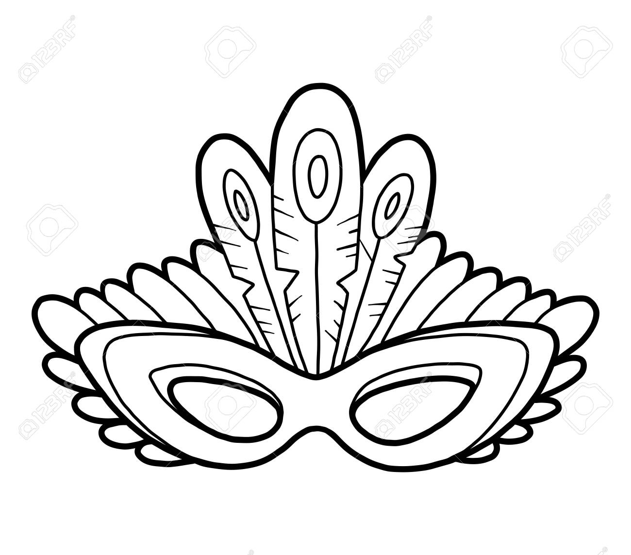 Coloring book for children carnival mask with peacock feathers royalty free svg cliparts vectors and stock illustration image