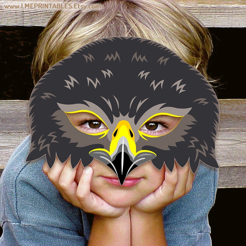 Peregrine falcon mask printable halloween costume animal bird prey paper hawk golden eagle school party kinder educational forest kid adult