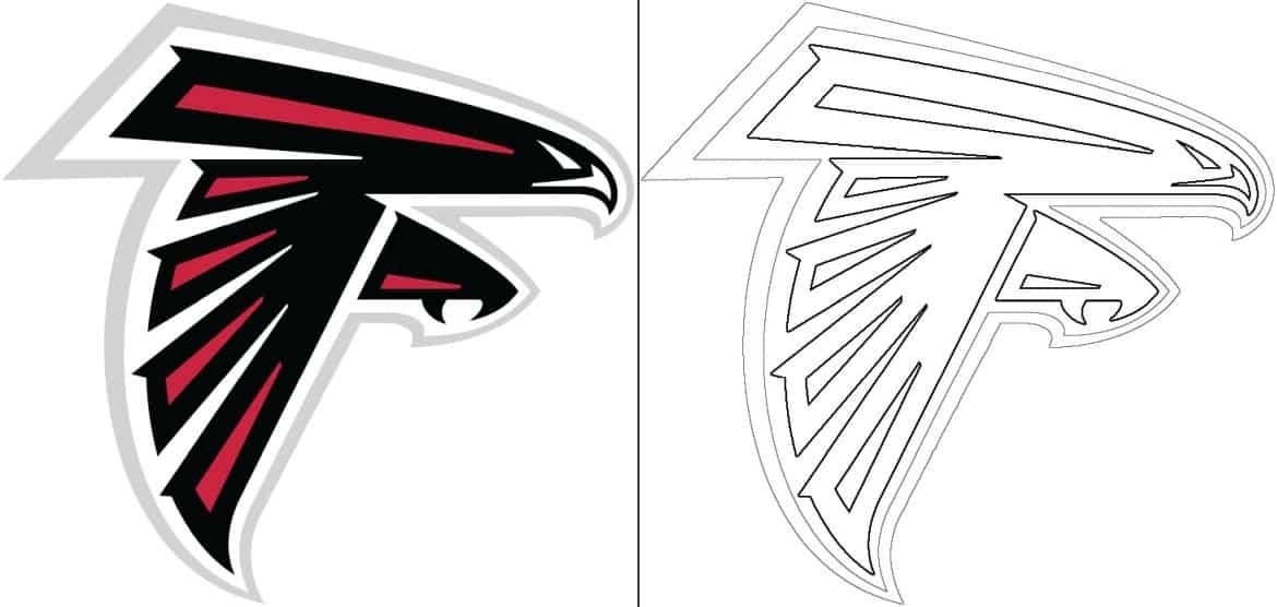 Atlanta falcons logo with a sample coloring page