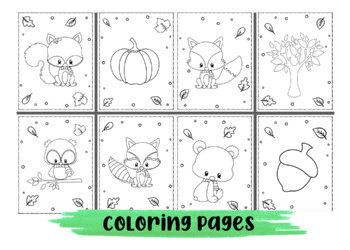 Cute fall animals coloring pages by kiddie resources tpt