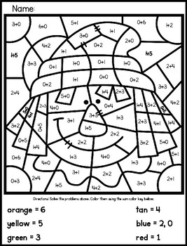 Fall scarecrow color by number addition pictures by mrs frog tpt