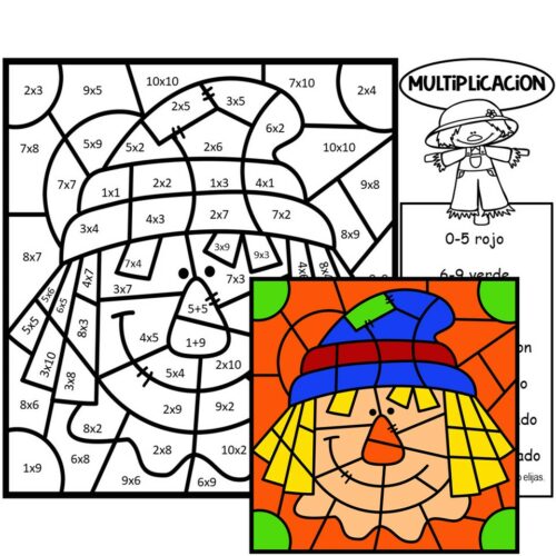 Fall multiplication color by number in spanish made by teachers