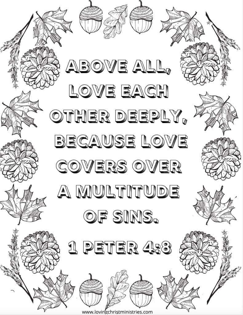 Free fall in love with jesus scripture coloring page