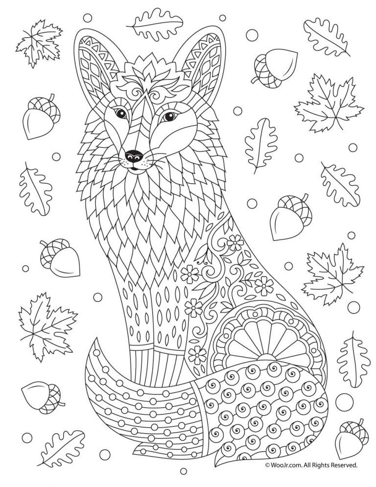 Fall animal adult coloring pages woo jr kids activities childrens publishing fox coloring page animal coloring pages pattern coloring pages