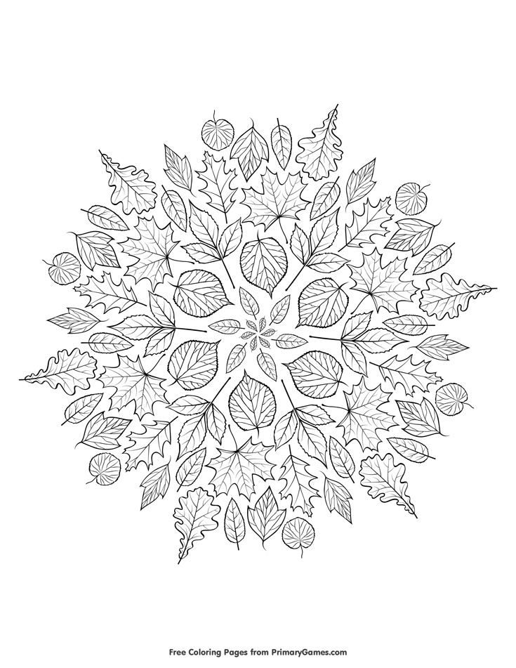 Leaves mandala coloring page â free printable ebook fall coloring pages fall leaves coloring pages mandala coloring