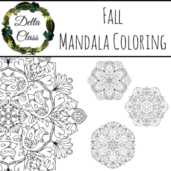 Fall autumn mandala coloring pages by delta class tpt