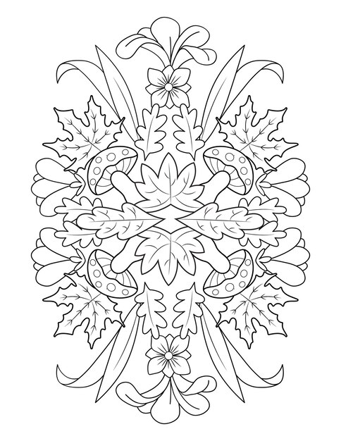 Premium vector autumn mandala coloring page