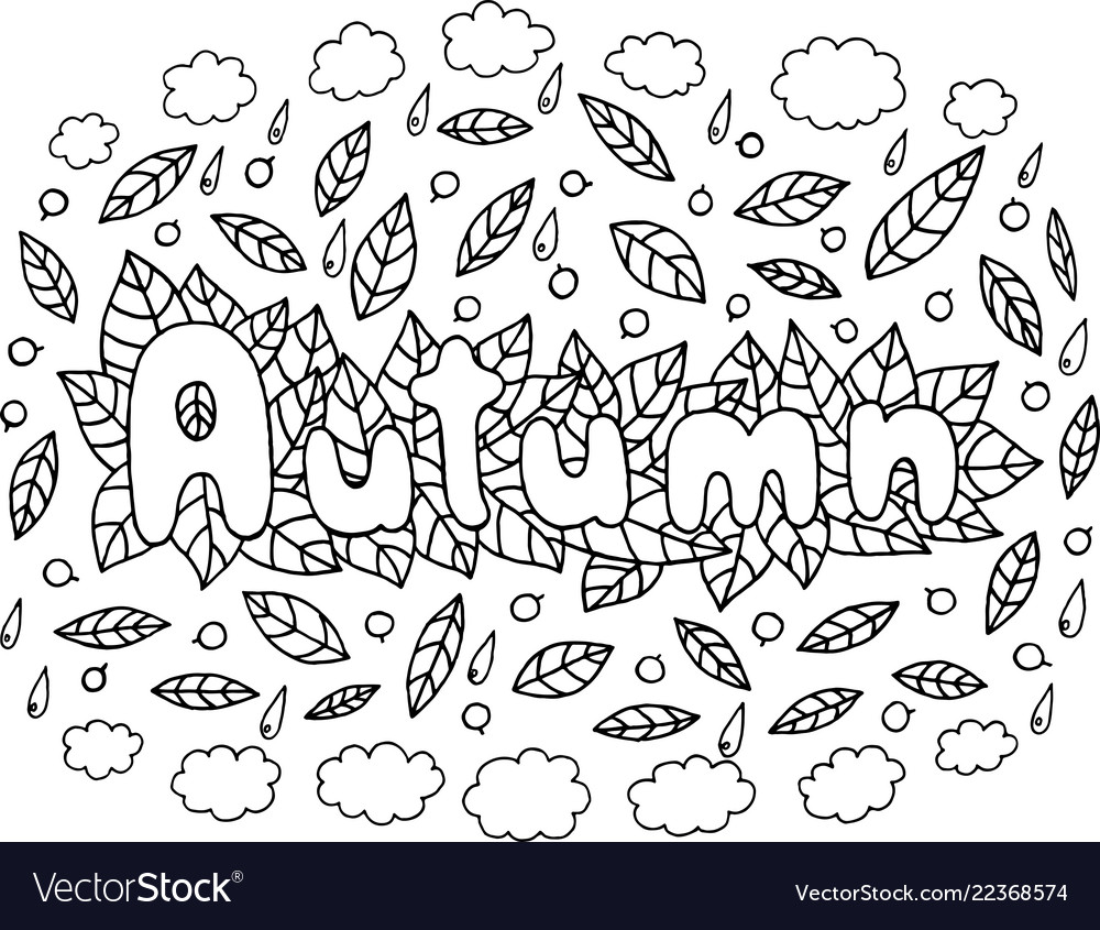 Coloring page for adults with mandala and autumn vector image