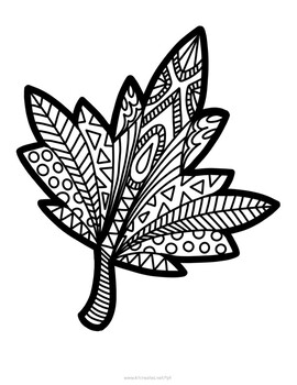 Leaf mandala coloring page by kt creates by katie bennett tpt