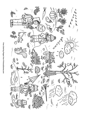 Fall scene coloring page â free printable pdf from