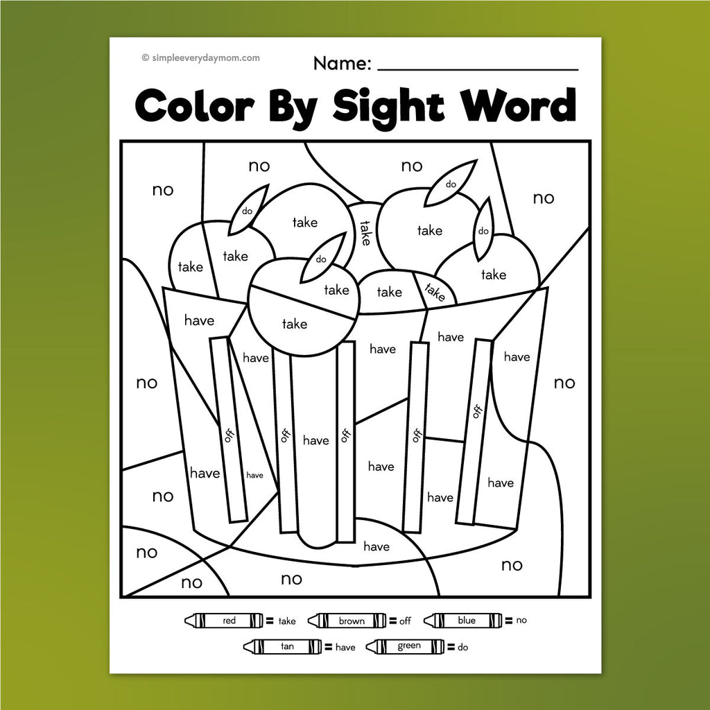 Fall color by sight word printables â simple everyday mom