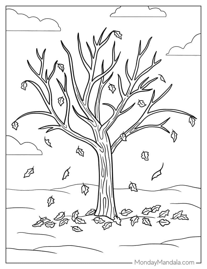 Tree coloring pages free pdf printables